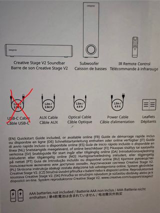 Creative Stage V2 Barra de Sonido 2.1 Negra