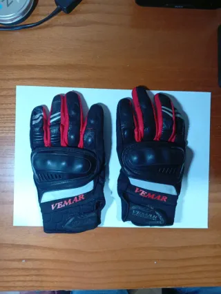 Guantes Moto Cuero Vemar Negros y Rojos