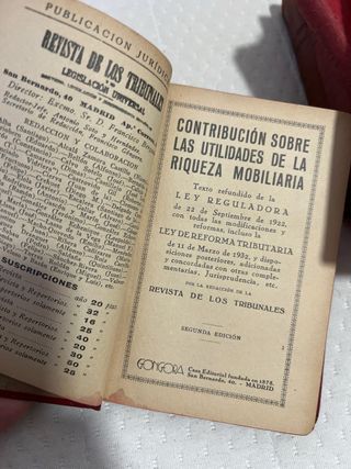 lote libros viejos. revista los tribunales. 1920