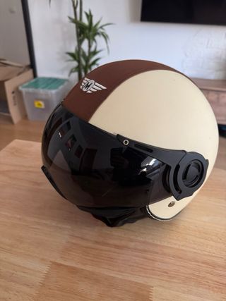 Casco Moto Helmets Beige y Marrón talla S