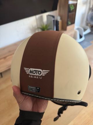 Casco Moto Helmets Beige y Marrón talla S