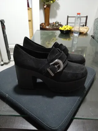 Zapatos tacón plataforma negros talla 40