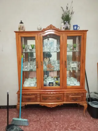 Vitrina antigua de madera y cristal
