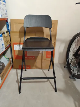 Silla Plegable Negra Madera y Metal.