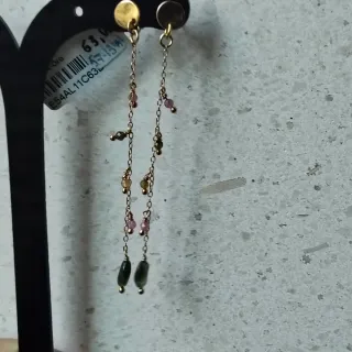 Pendientes plata con baño de oro Piedras Naturales