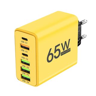 Caricabatterie USB C 65W PD+USB Giallo