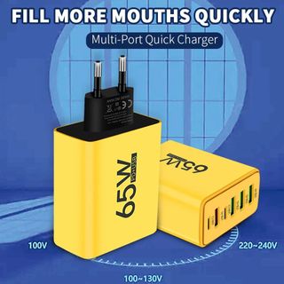 Caricabatterie USB C 65W PD+USB Giallo