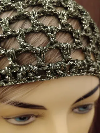 Cuffia rete lurex verde militare