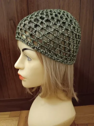 Cuffia rete lurex verde militare