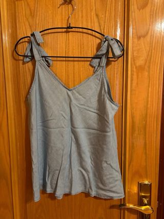 2 Camisas tirantes efecto vaquero azul y rosa