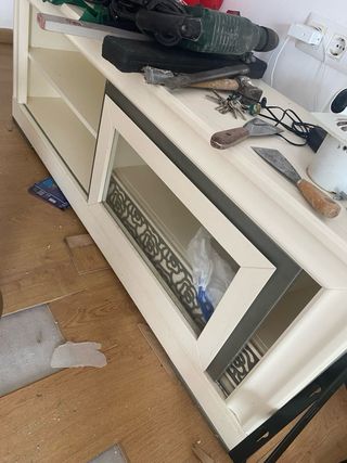 Mueble de salón diseño cristal y madera