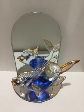 Figura pez Cristal Azul y Dorado