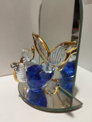 Figura pez Cristal Azul y Dorado