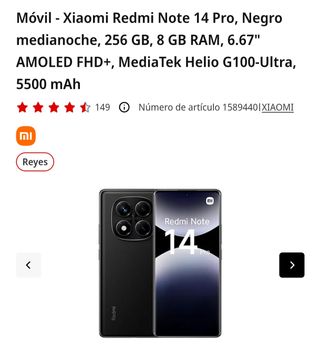 Xiaomi Redmi Note 14 Pro 256GB Negro