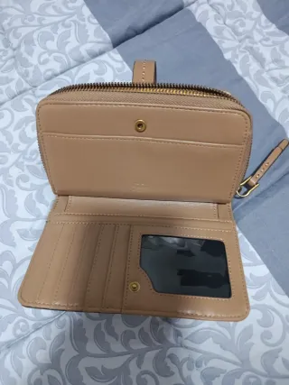 Monedero patchwork beige y marrón