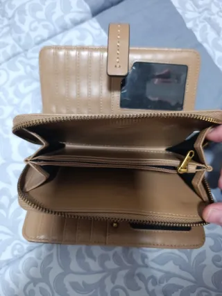 Monedero patchwork beige y marrón