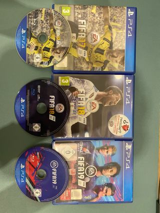 Lote 3 juegos PS4: FIFA 17, 18, 19