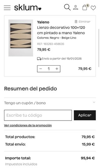 Lienzo 100x120 cm Sklum NUEVO