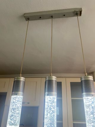 Trío Lámparas Diseño Cristal Metal