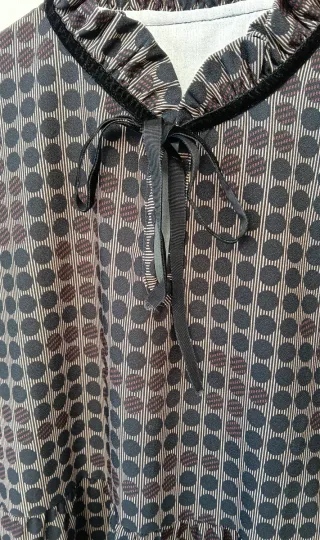 Abito vintage, donna, tg M, marrone e nero a pois