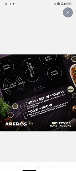 Piani cottura Vitrocerámica Arebos 5 fuochi