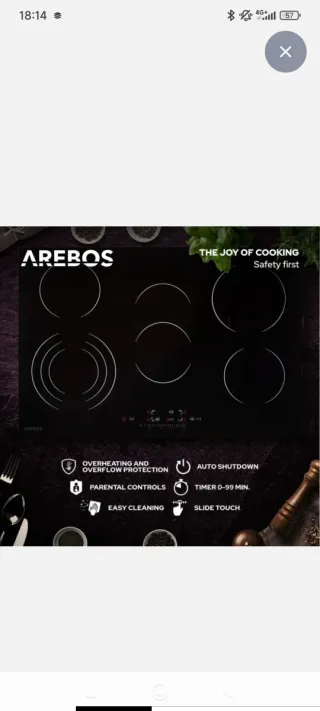 Piani cottura Vitrocerámica Arebos 5 fuochi