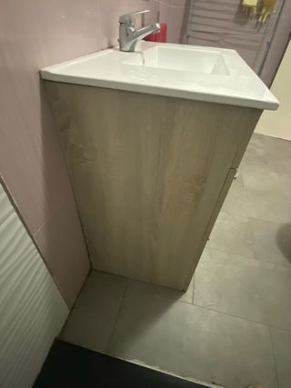 Pack Mueble de baño madera y metal + Espejo