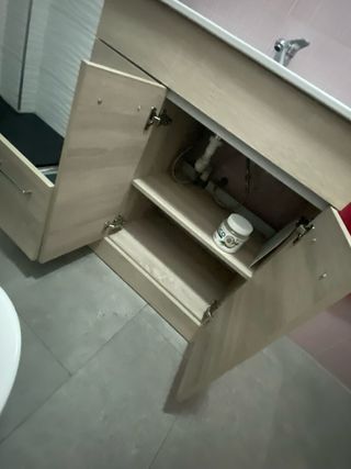 Pack Mueble de baño madera y metal + Espejo