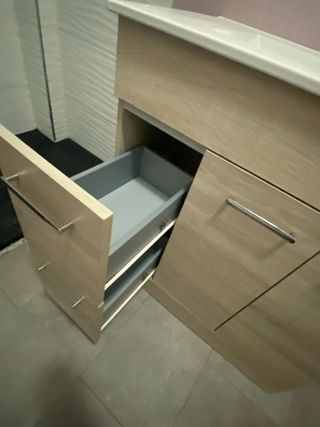 Pack Mueble de baño madera y metal + Espejo