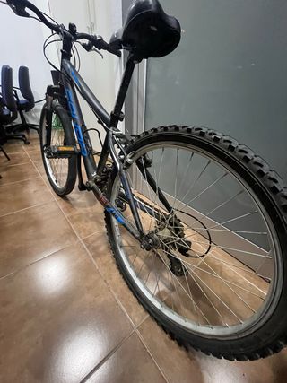 Bicicleta infantil negra y azul