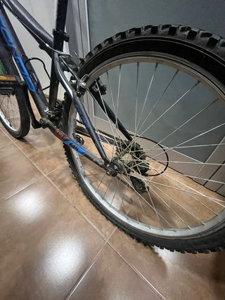 Bicicleta infantil negra y azul