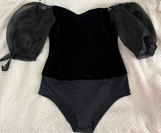 Body Zara Negro Mangas Abullonadas