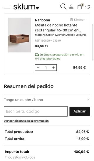 Mesita de noche Sklum NUEVA