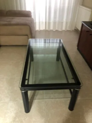 Mesa de centro cristal y metal