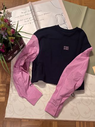 Sudadera Mac Mac mangas de camisa rosa