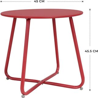 Mesa auxiliar redonda metálica roja