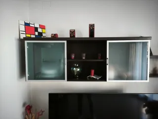Mueble de Almacenaje Wengue con Puertas de cristal