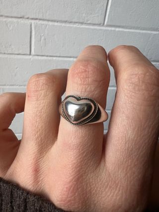 Anello Argento 925 Cuore Bombato Regolabile