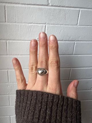 Anello Argento 925 Cuore Bombato Regolabile