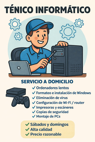Técnico informático a domicilio