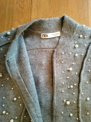 Chaqueta Zara Lana Gris Perlas