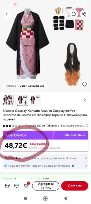 Cosplay Nezuko + Peluca