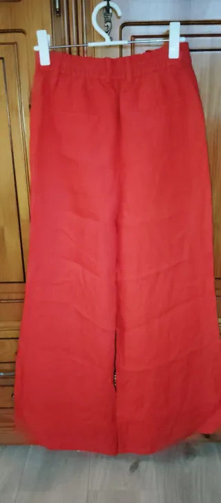 Pantalón lino mujer cintura elástica
