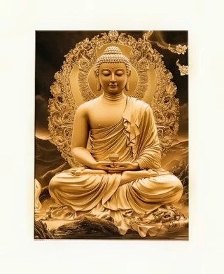 Cuadro Buda Dorado en posición de loto meditando