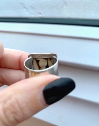 Anillo Sello Plata Ley Ágata Beige y Marrón