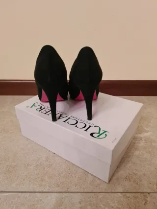 Sandali tacco Riccianera n.38 neri peep toe