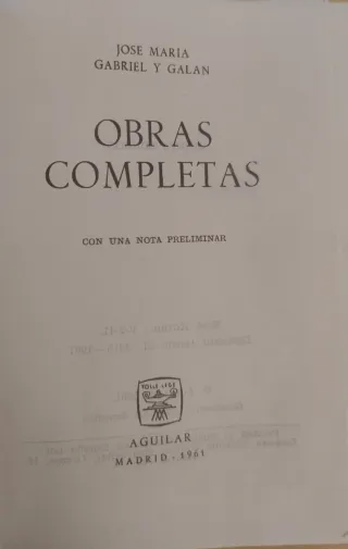 Obras completas. Gabriel y Galán
