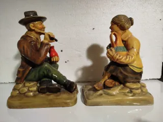 Figuras pareja abuelos viejos vintage