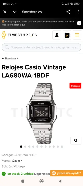 Reloj Casio LA-680WA-1B Mujer