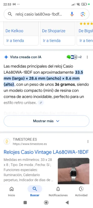 Reloj Casio LA-680WA-1B Mujer